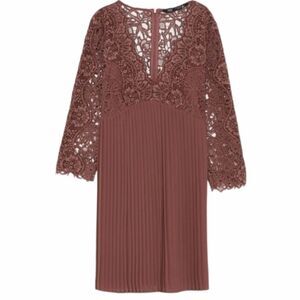 ZARA Pleated Contrast Lace Dress Size SMALL